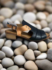 Lunar Jaden black and tan leather sandals sizes 4-8
