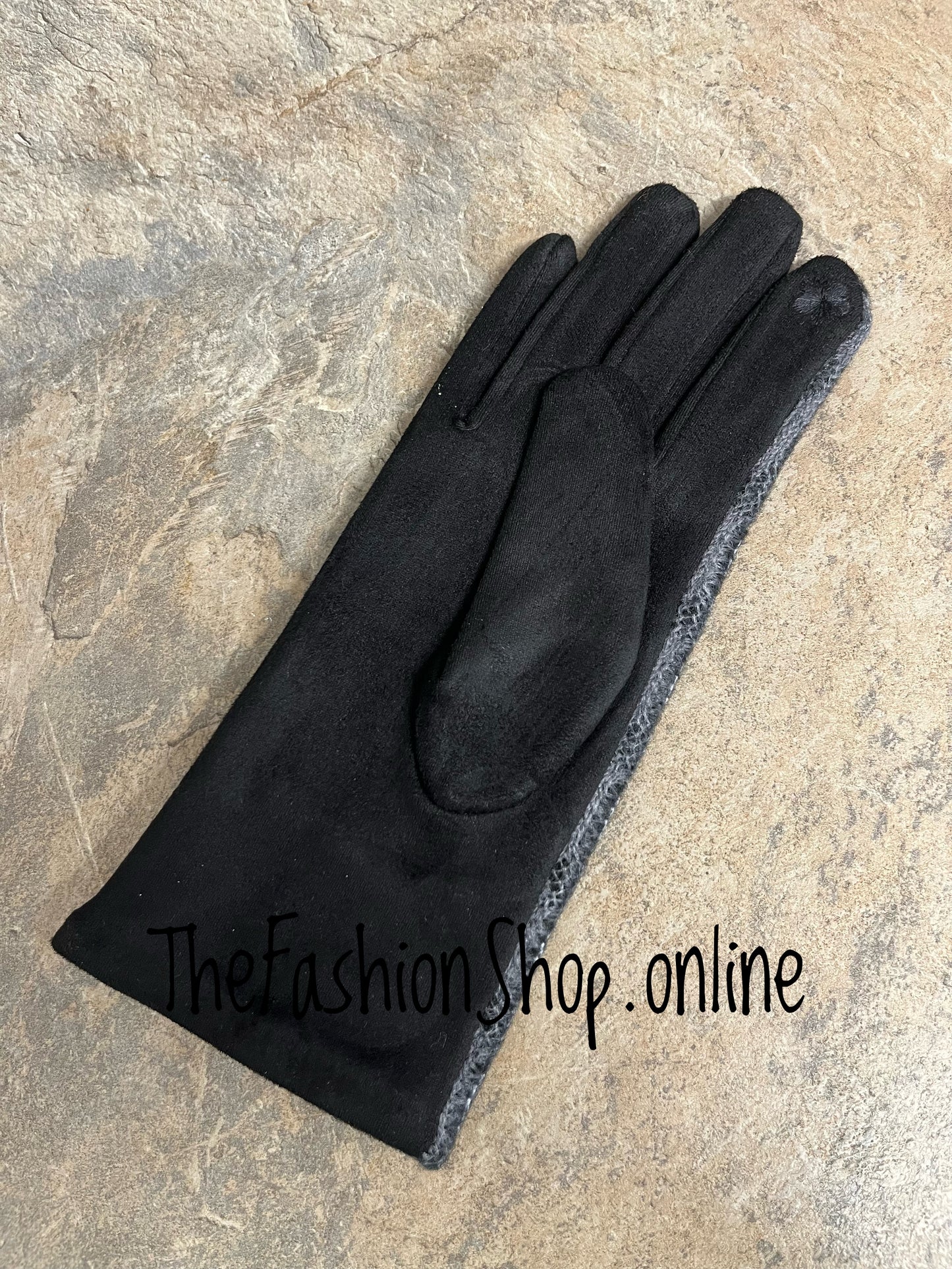Black ombre lace look gloves