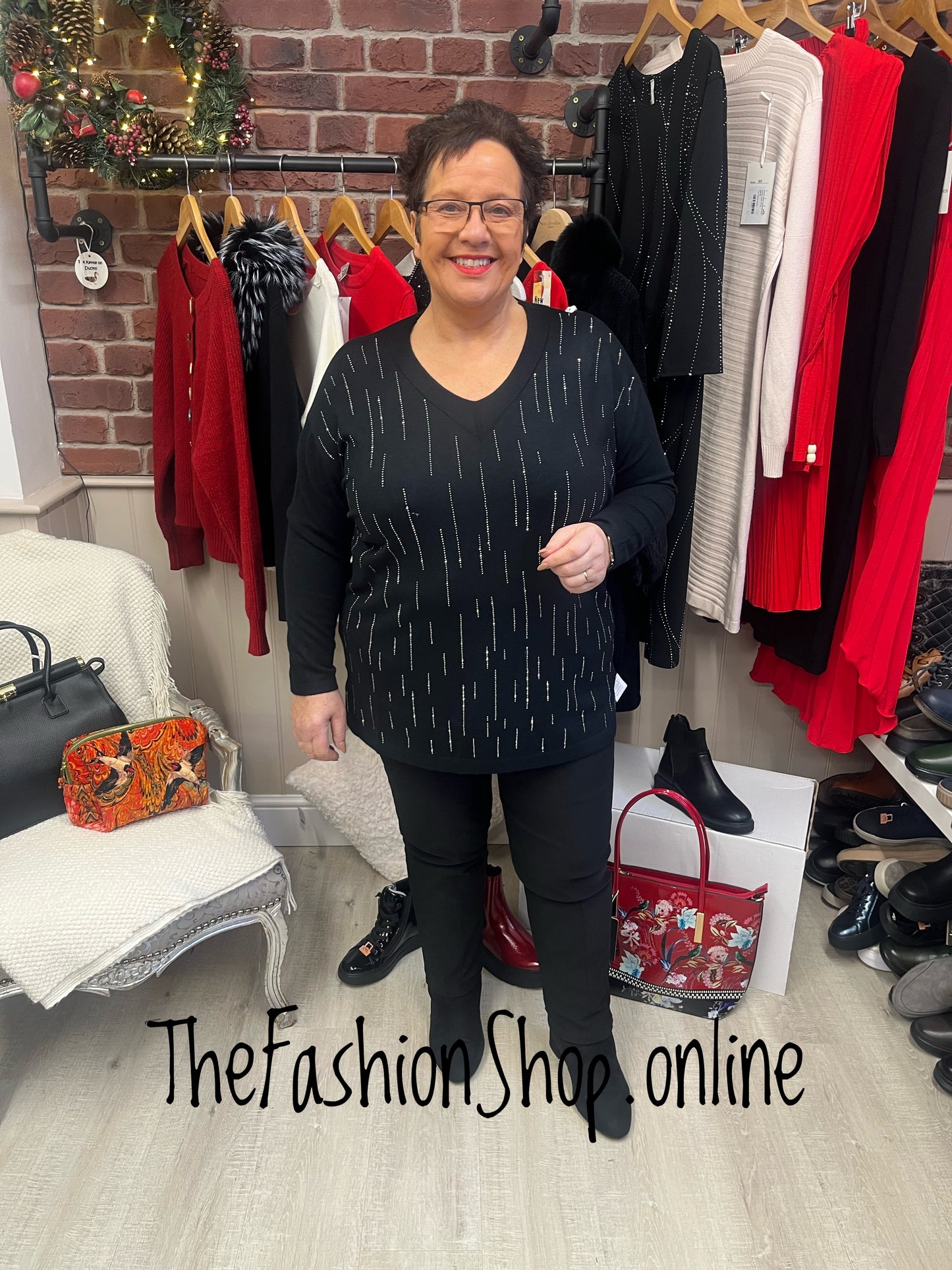 Melissa black embellished fine knit jumper 12-20