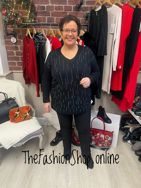 Melissa black embellished fine knit jumper 12-20