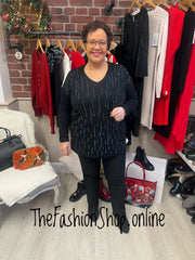 Melissa black embellished fine knit jumper 12-20