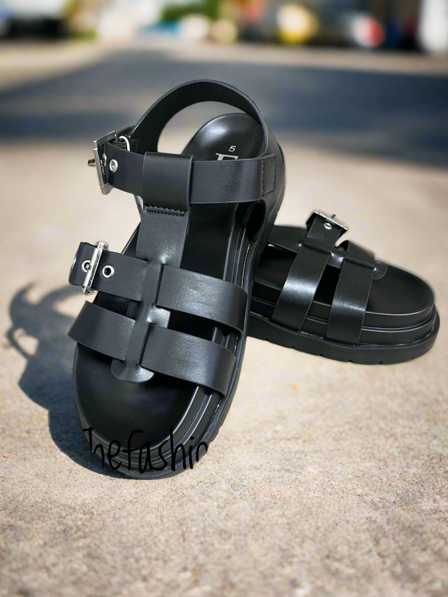 Alesha black gladiator sandals sizes 4-8