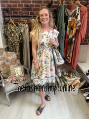 Florence cream floral dress with border 8-12