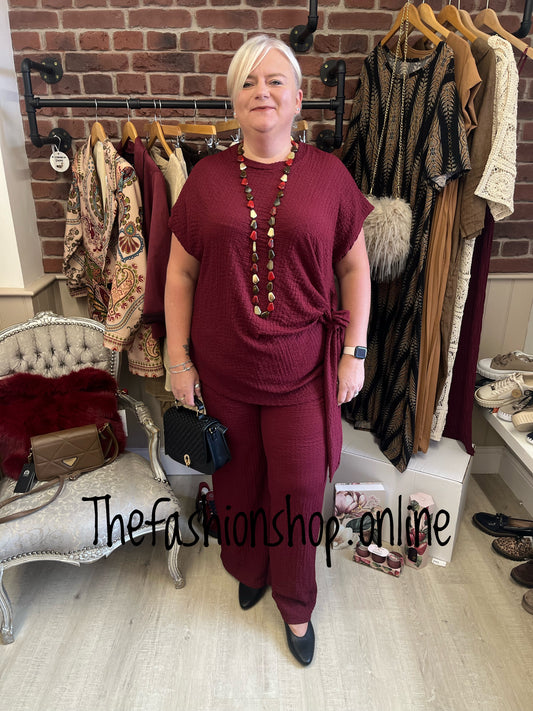 Lois wine side tie co-ord 12-20