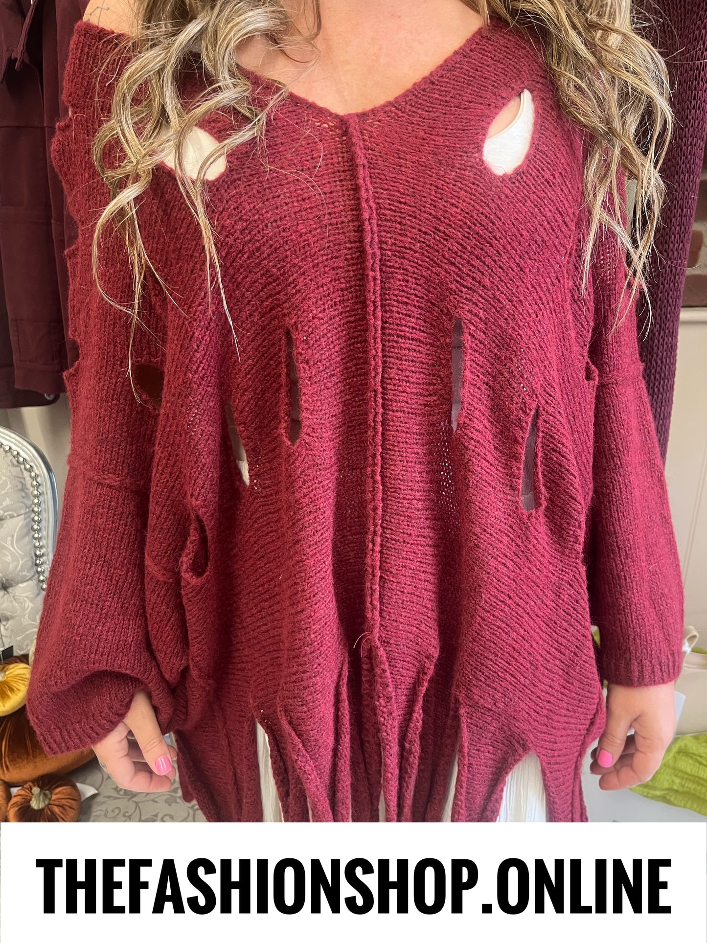 Rosalyn wine wool mix tassel jumper 10-18