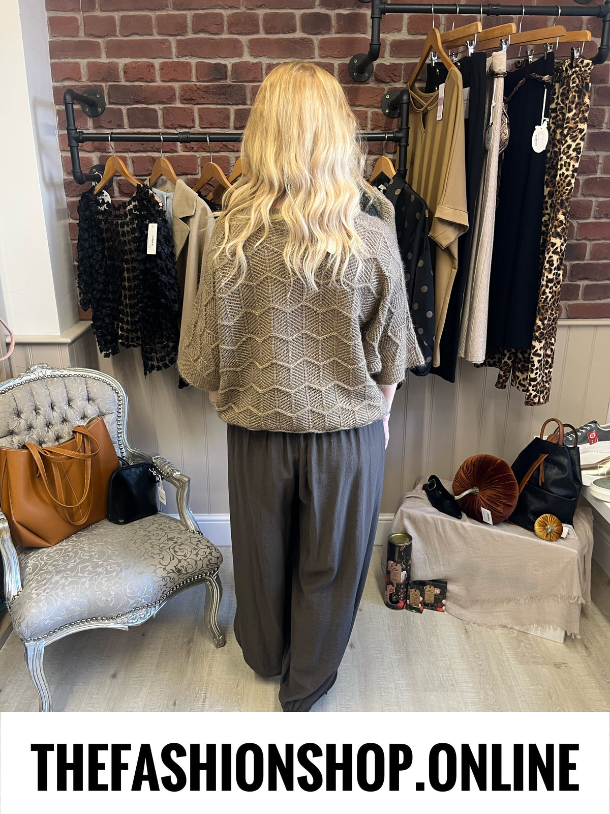 Georgia camel pointelle knit jumper 10-18