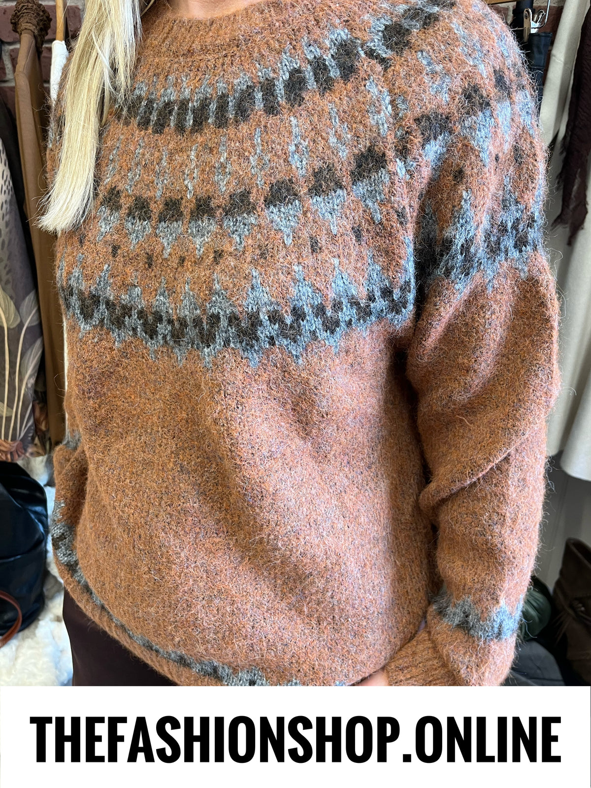 Zelda rust Fair Isle jumper 10-18