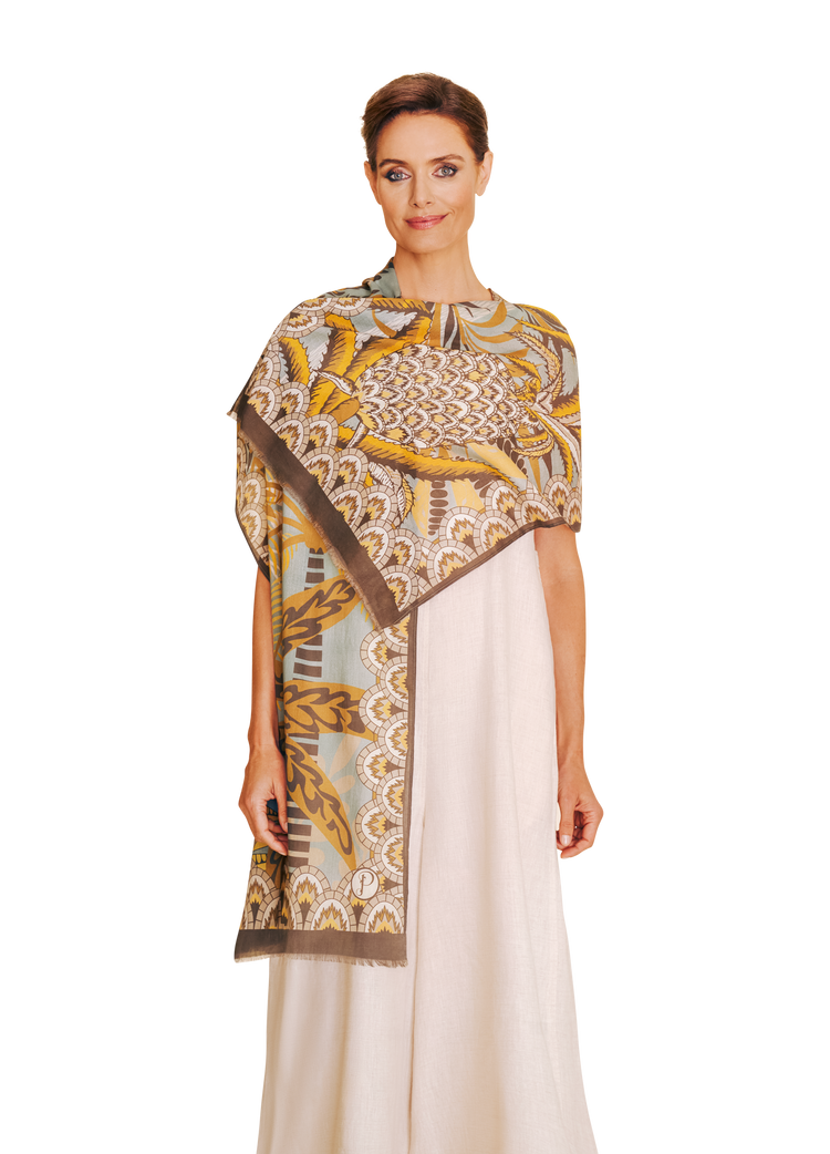 Powder Patterned Palms Scarf