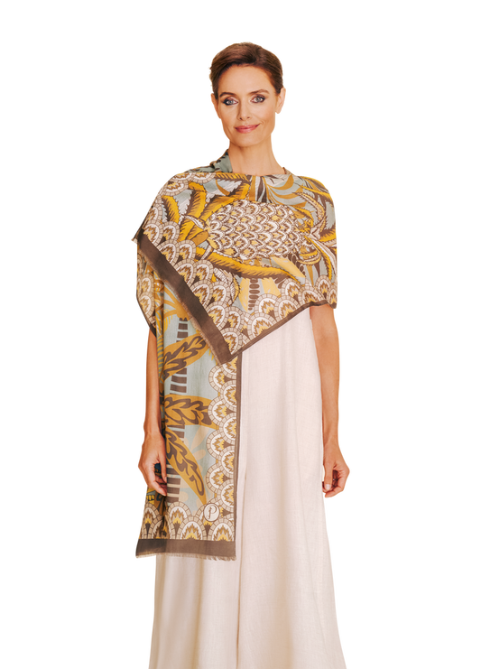 Powder Patterned Palms Scarf