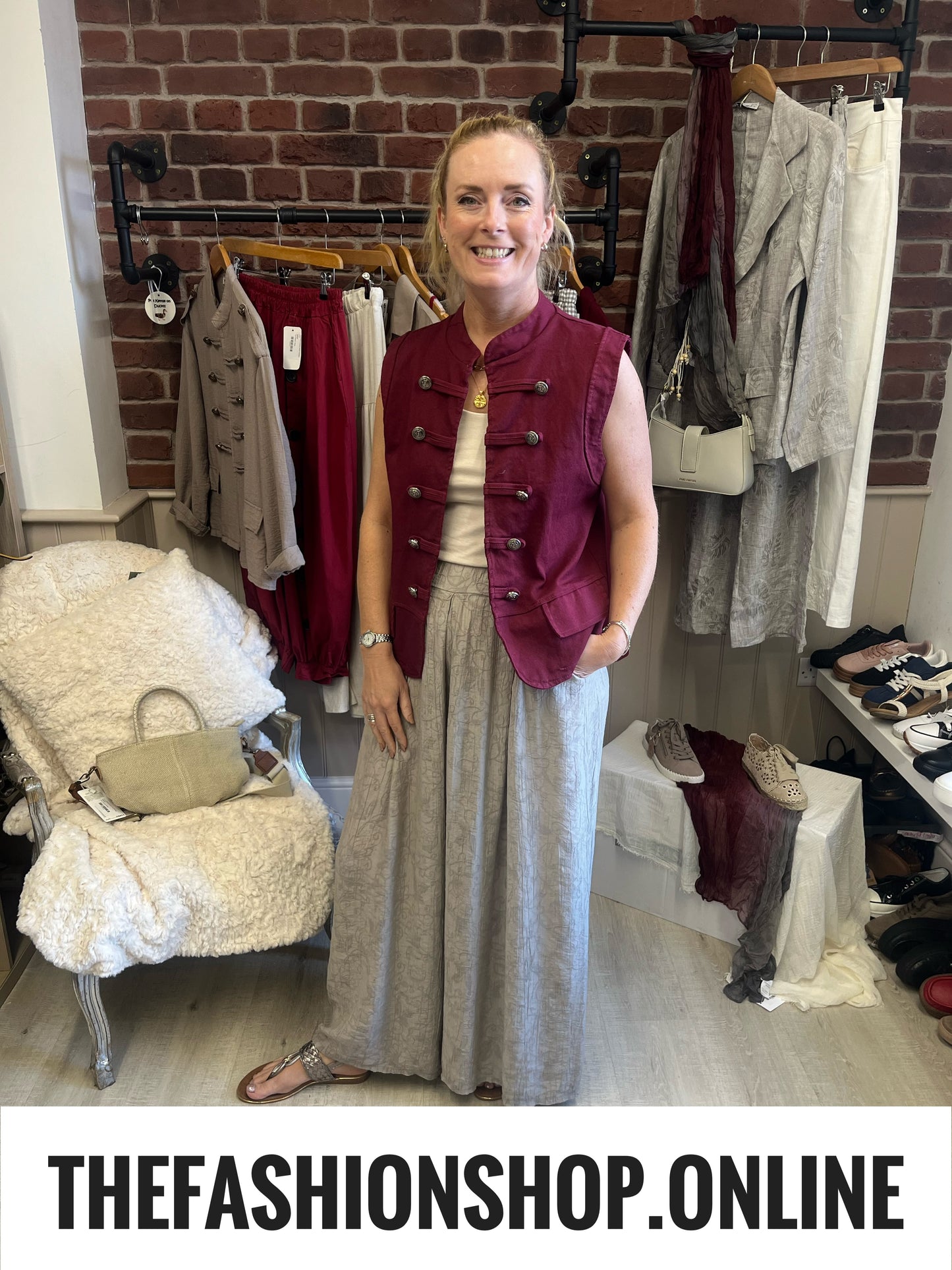 Charlotte wine military waistcoat 8-14