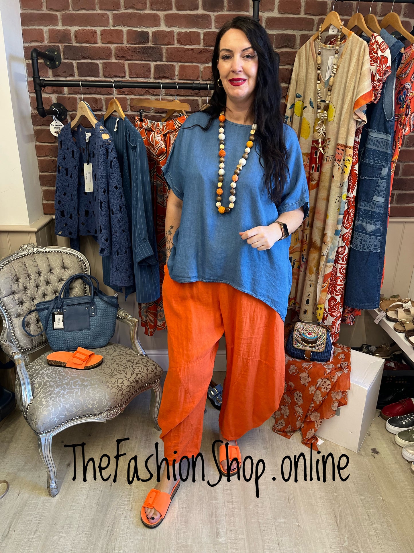 Fly Out denim high low tunic 16-22