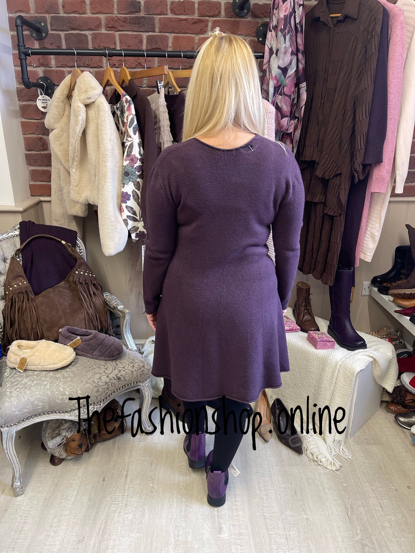 Milan damson knitted swing dress 8-12