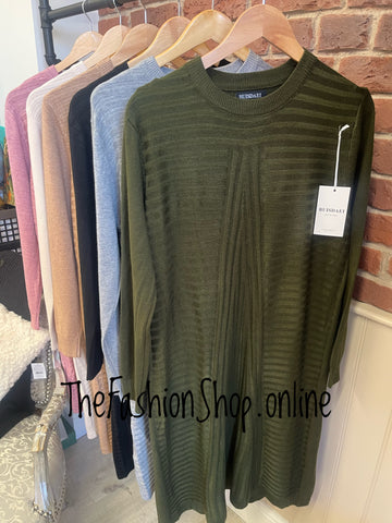 Janine khaki cashmere mix jumper dress 12-16