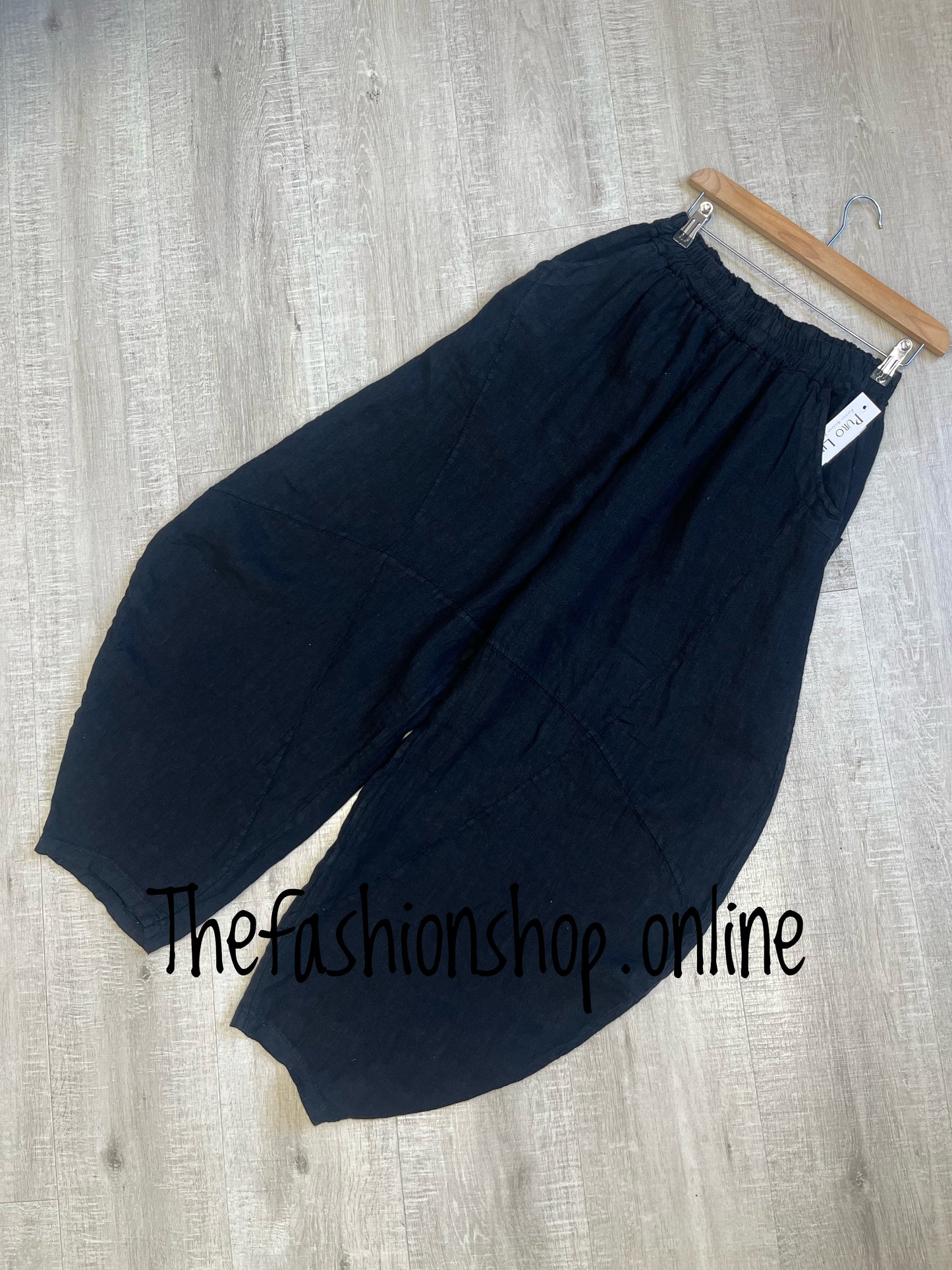 Kali black back pocket linen trousers 10-18