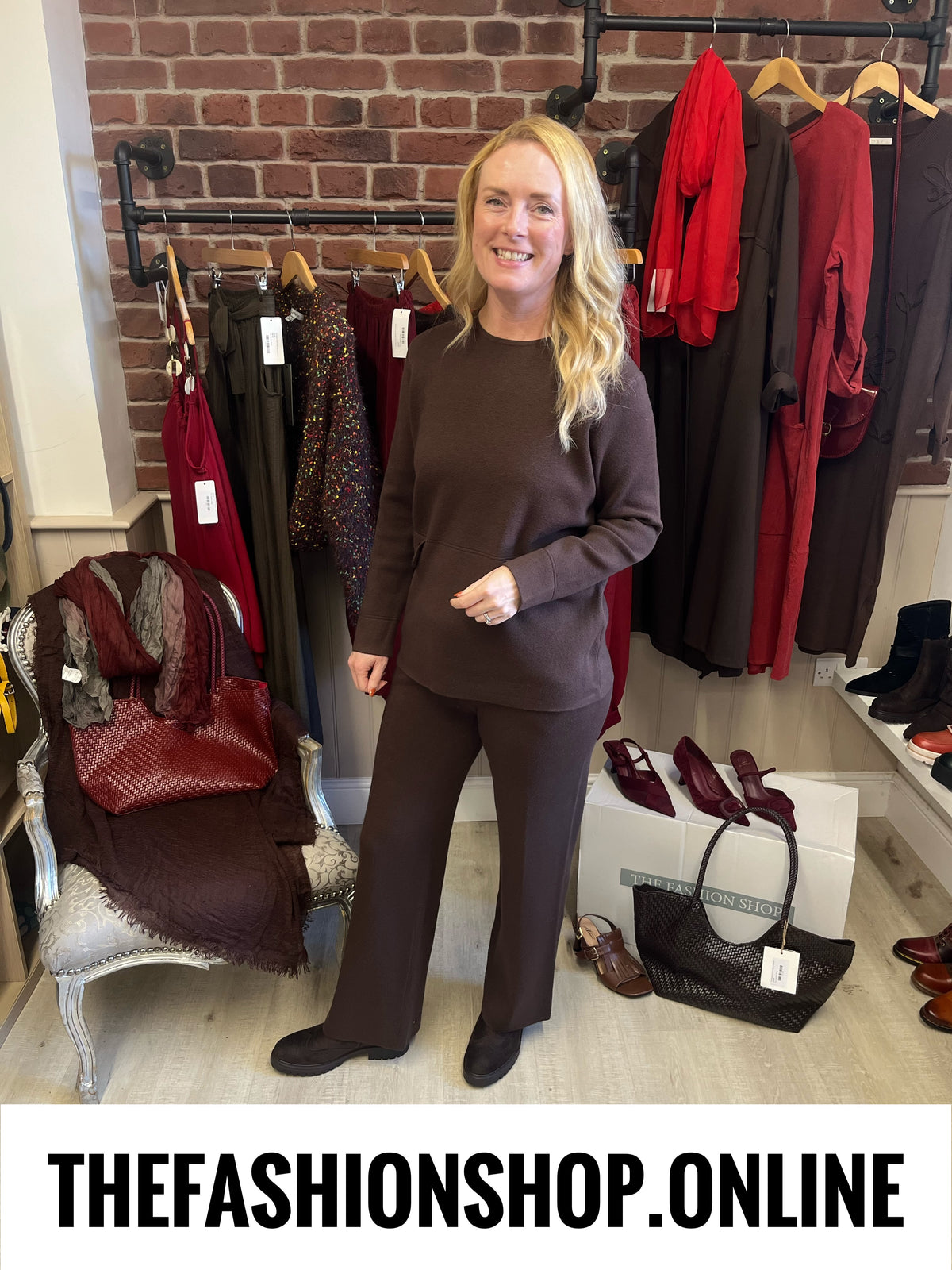Tasha brown cashmere mix co-ord 10-16