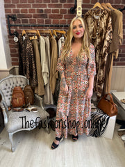 Nora Aztec midi dress sizes 10-12, 14-16 and 18