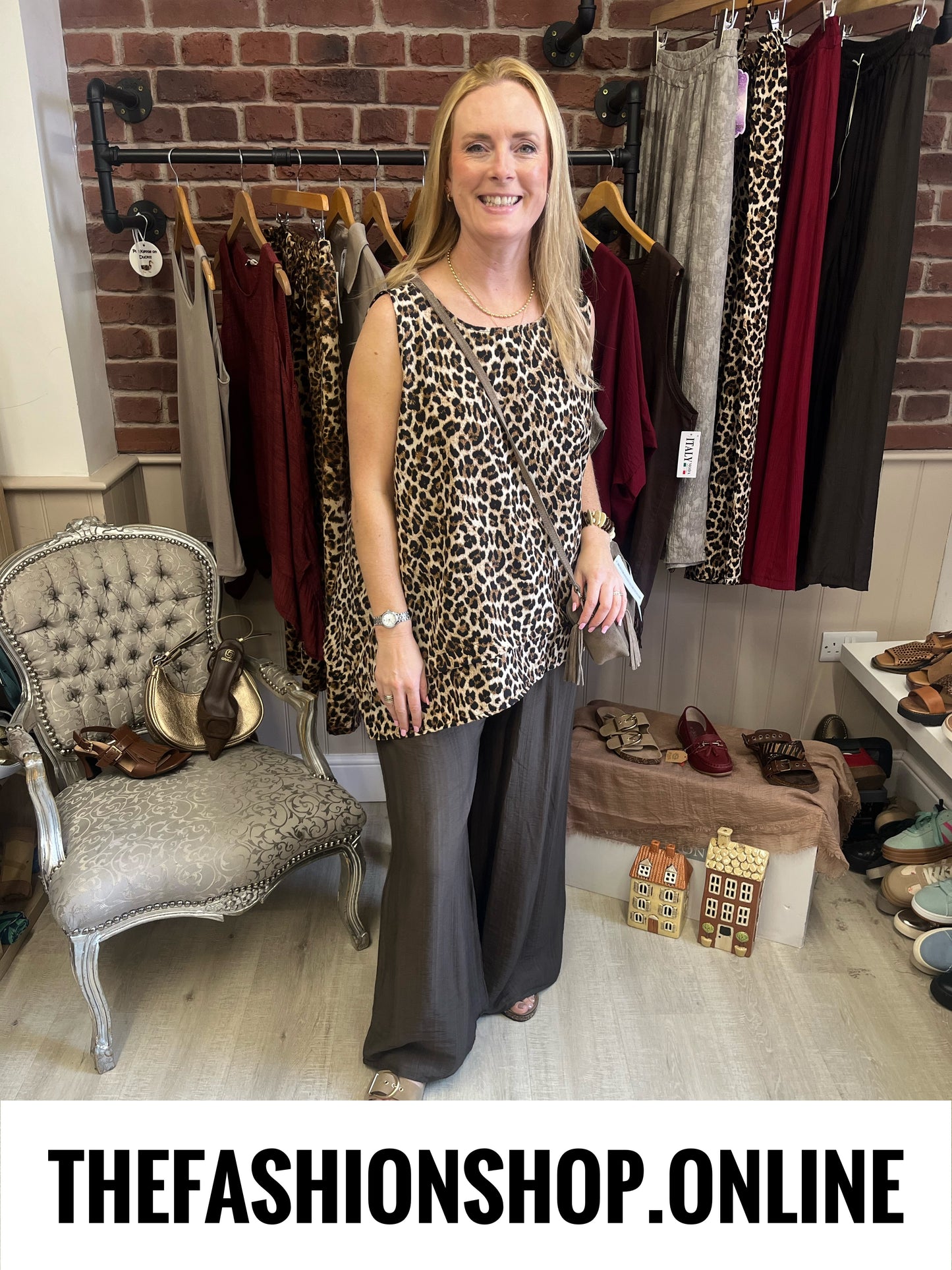 Elaina leopard print dipped hem top 14-22