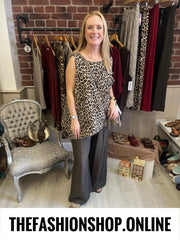 Elaina leopard print dipped hem top 14-22