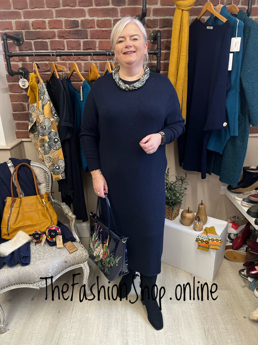 Erika Navy Knitted Dress 14-22