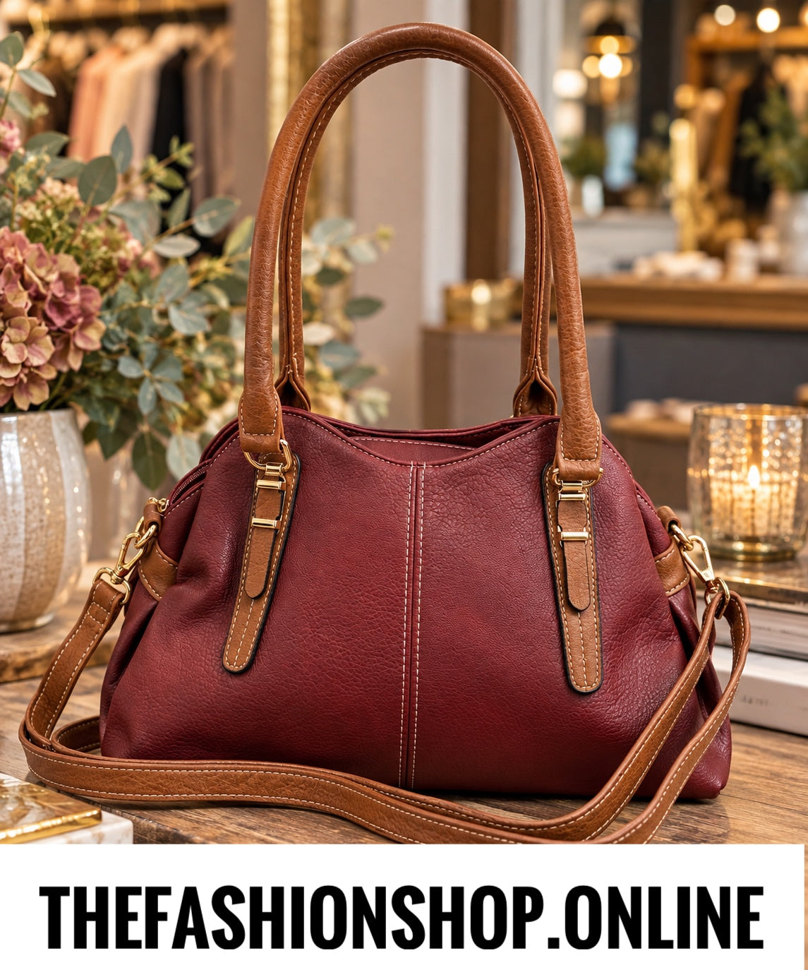 The Verona Bag in Wine and Tan