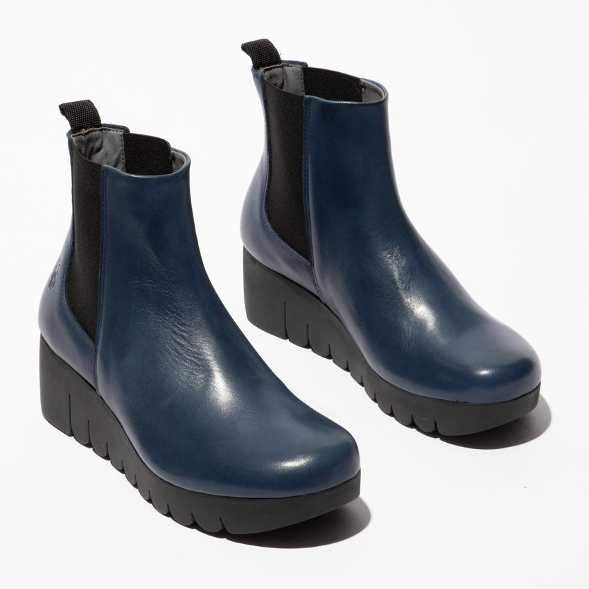 Fly Vaze Burn navy leather Chelsea boot sizes 4-8