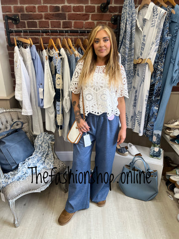 Lizzy blue wide leg trousers 10-16