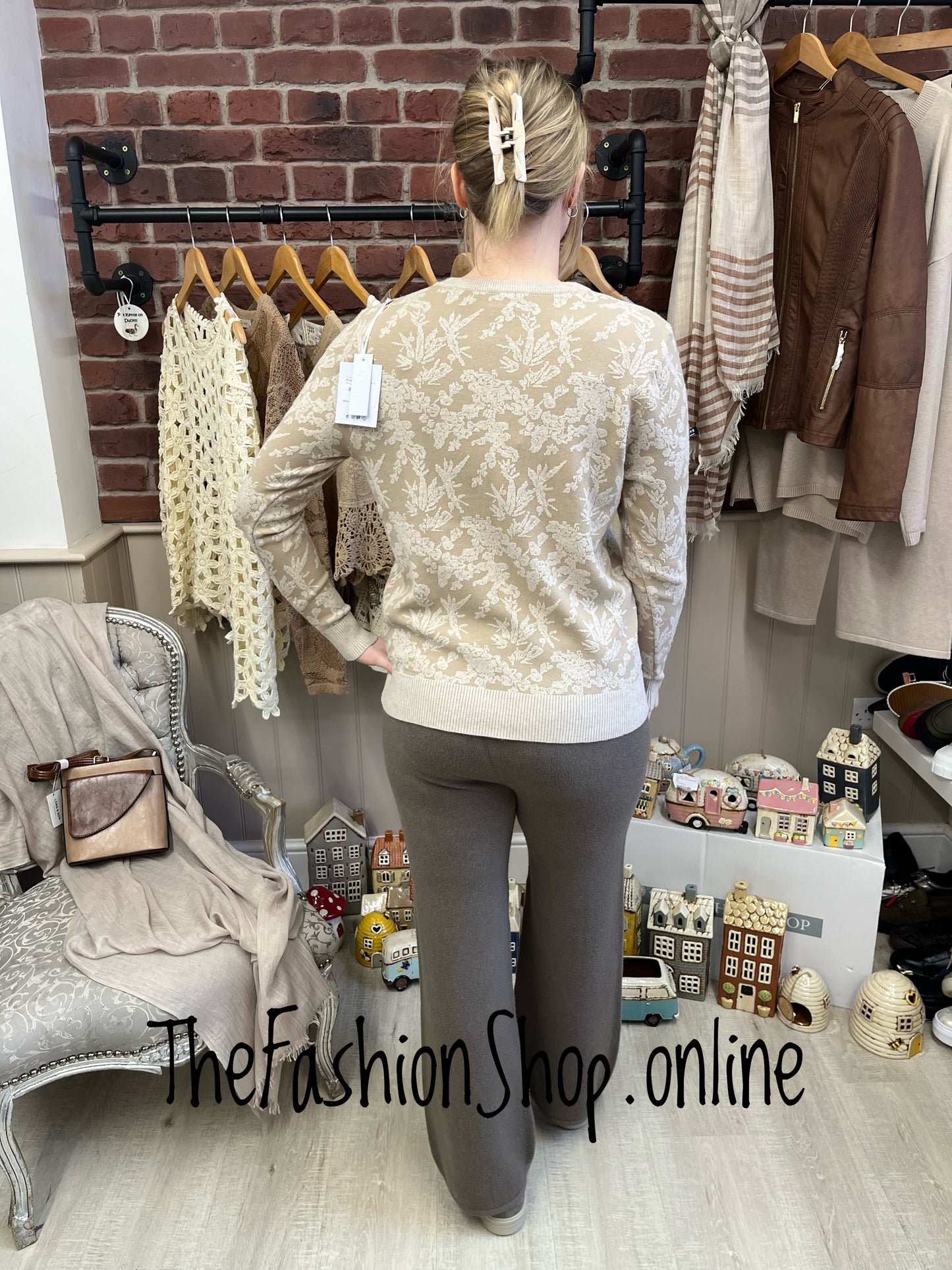 Lucy beige jacquard jumper sizes 8-10 and 12-14