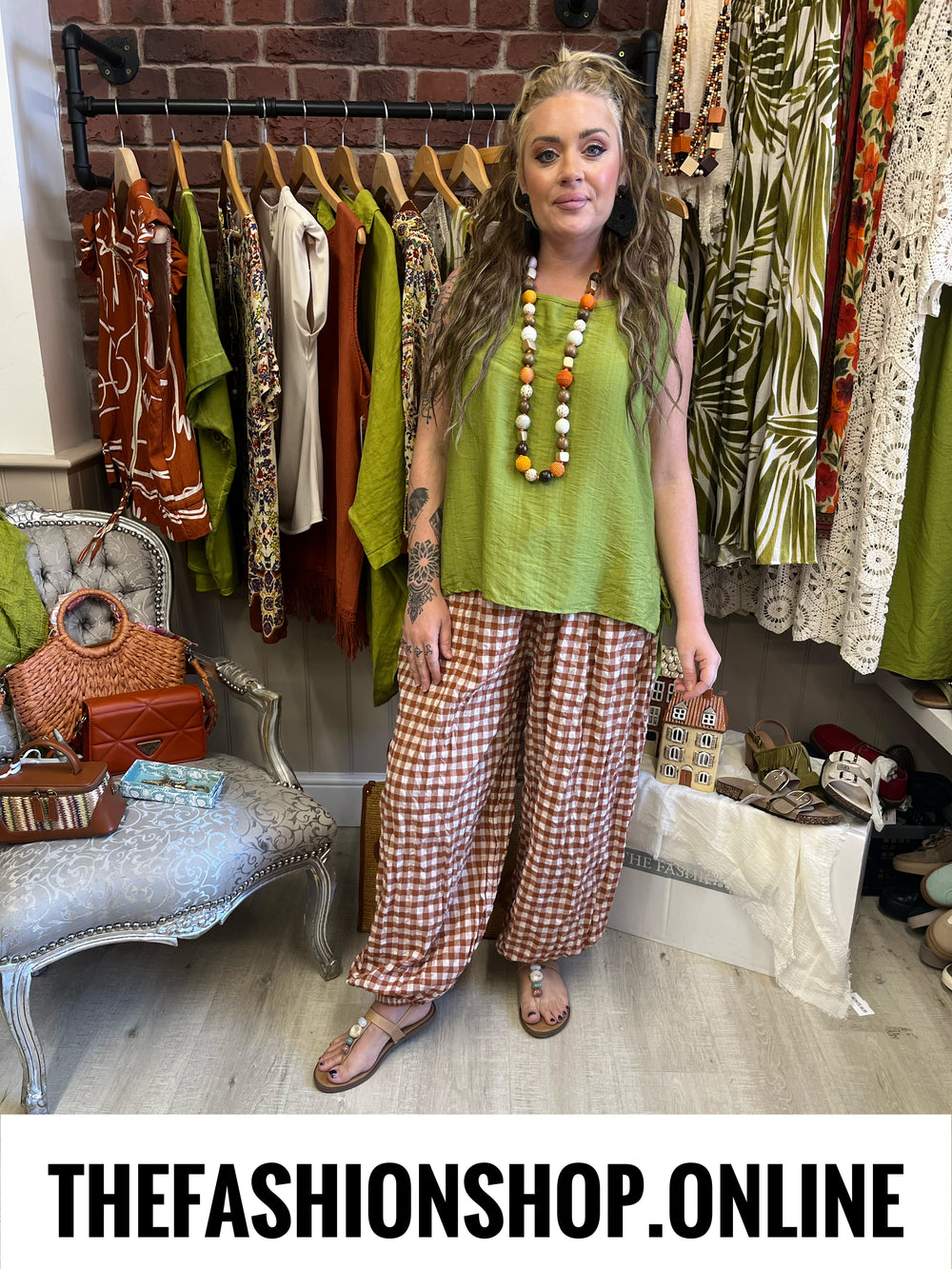 Zuri olive side tie top 8-14