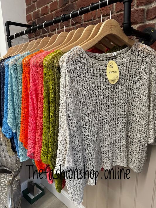 Latte popcorn open knit top 10-20