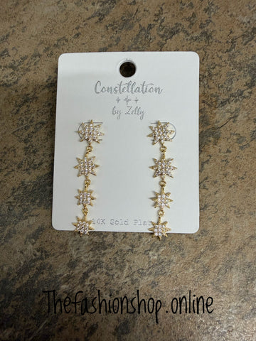 Zelly Gold Stars Drop Earrings