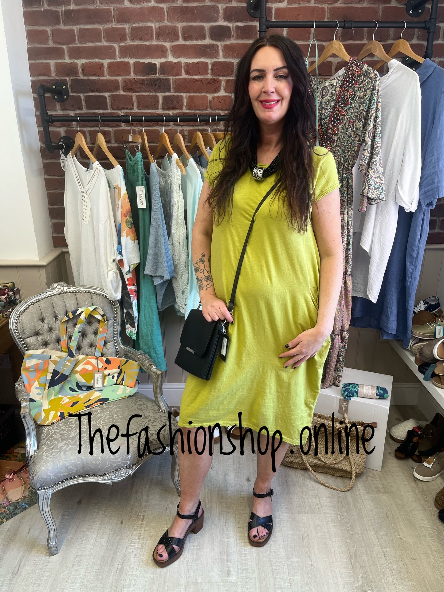 Olive T shirt dress with pockets 12-18