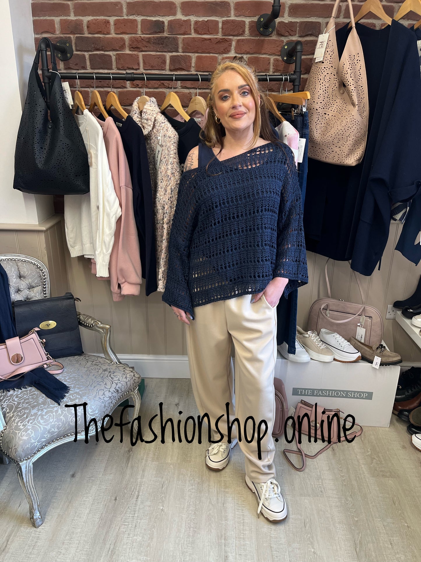 Ella Navy crochet top with vest  10-16