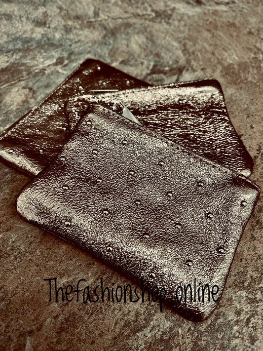 Leather studded pewter purse