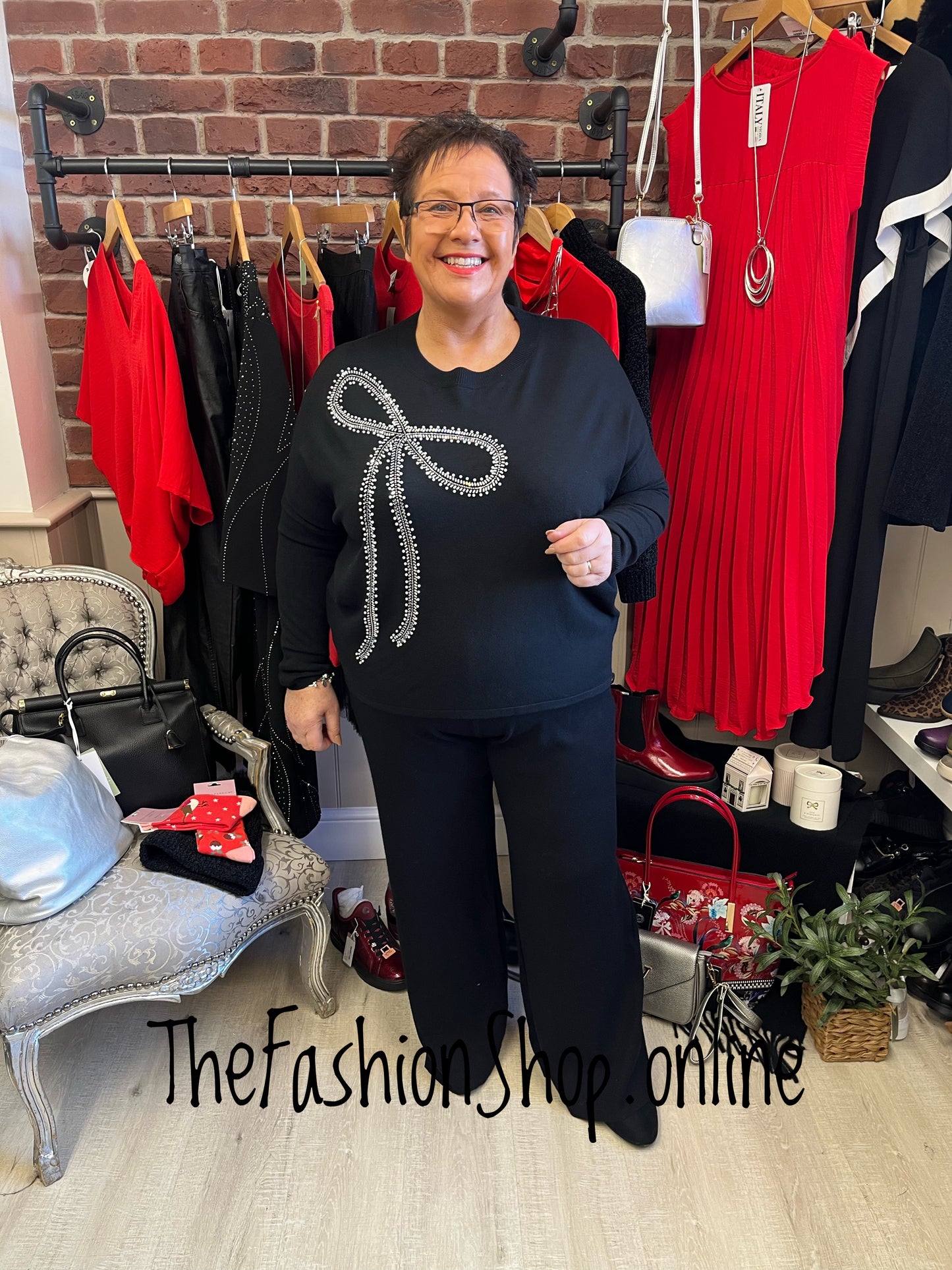 Joanna diamante bow wool mix jumper 12-20