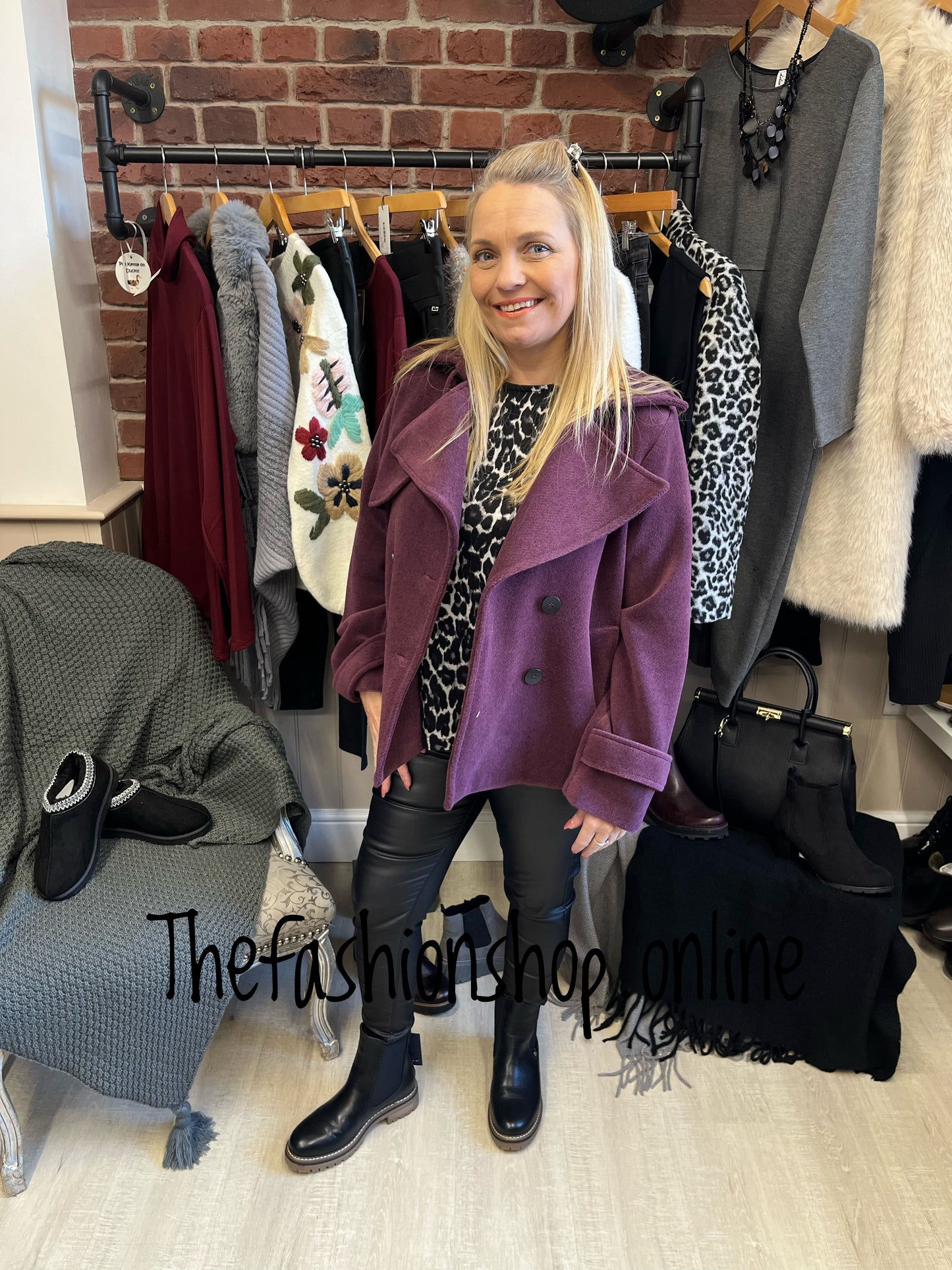 Katie magenta double breasted jacket 8-12 and 14-16