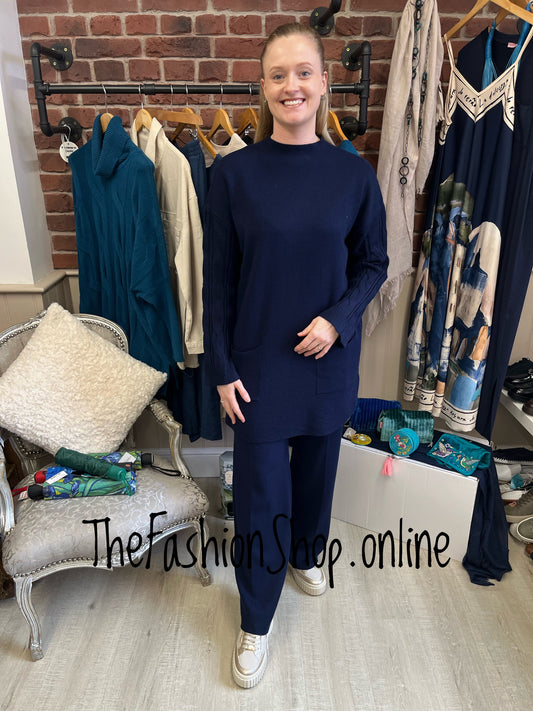 Emily navy cashmere mix co-ord 12-16