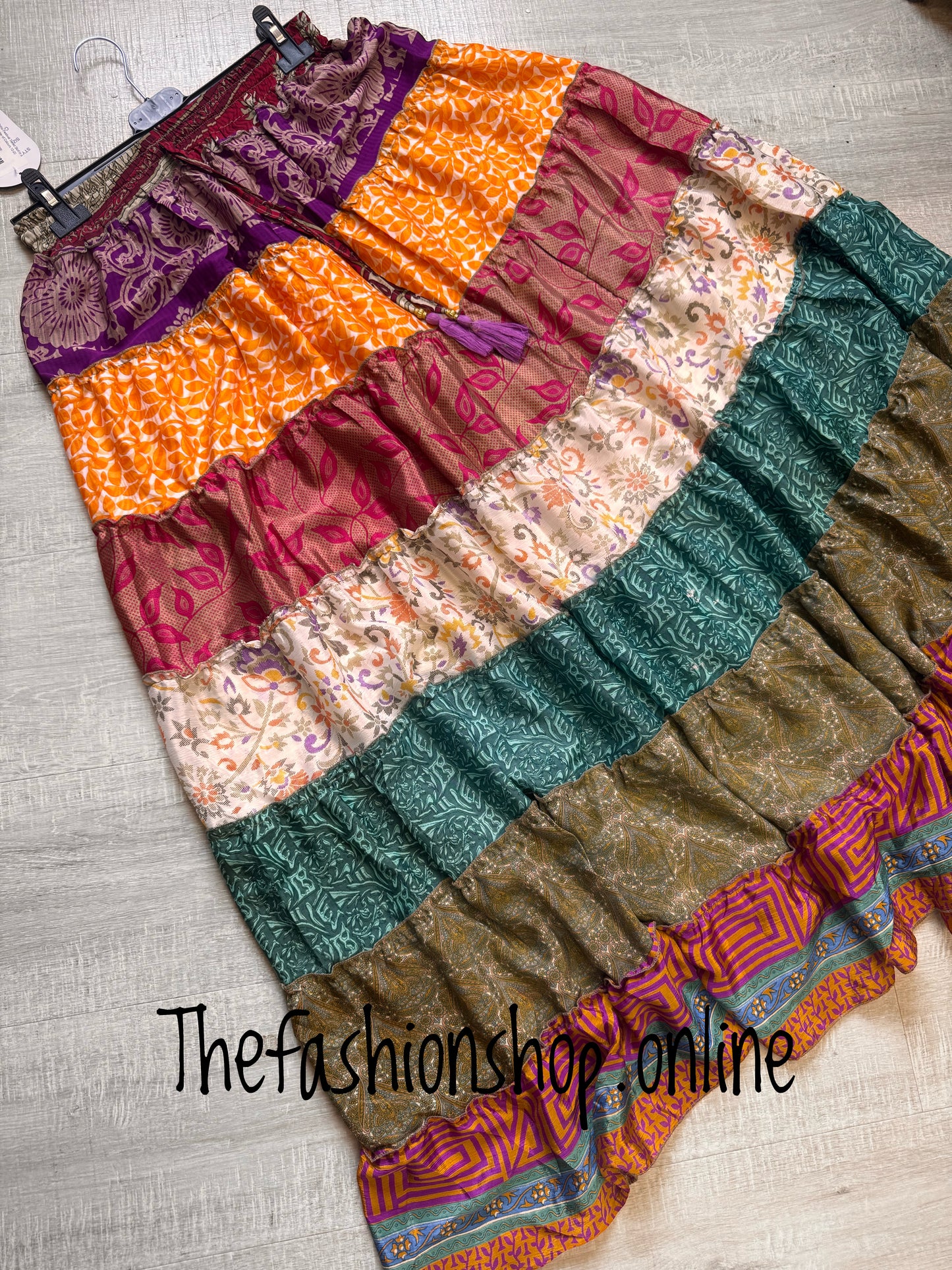 Boho Festival Tiered Skirt in a Rainbow of Colours 12-20