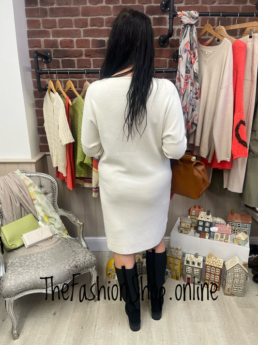 Sara cream cashmere mix jumper dress 12-16
