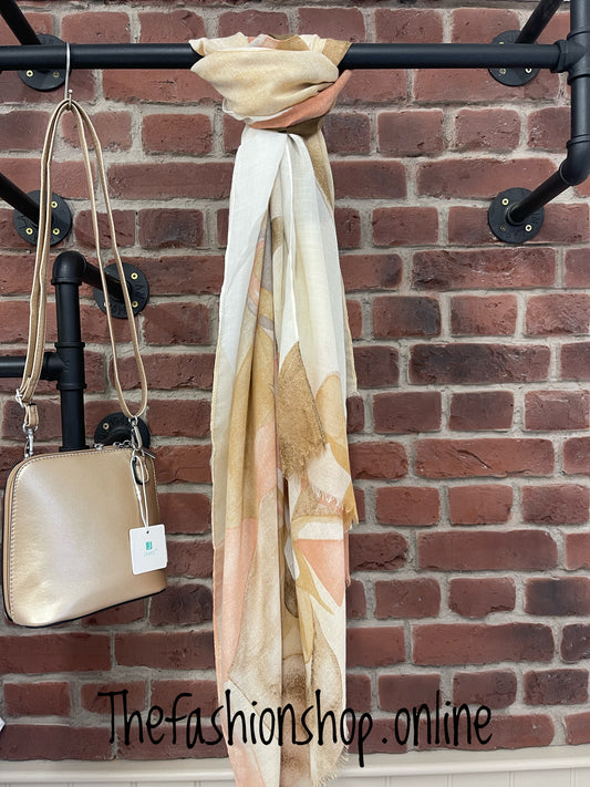 Neutral tones abstract scarf