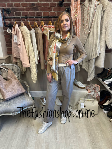Sammy mocha trousers with belt 8-16