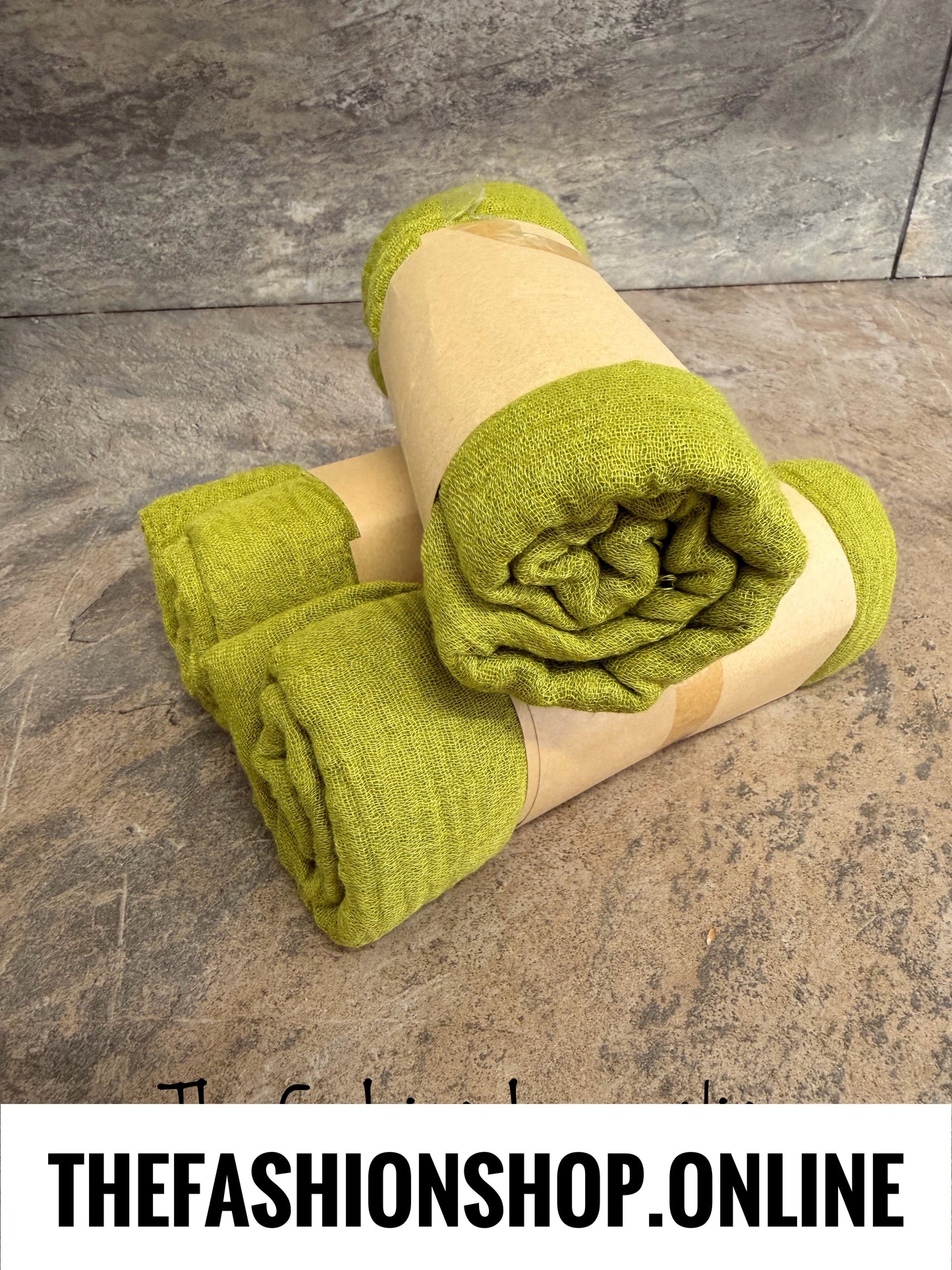 Lime fine waffle scarf