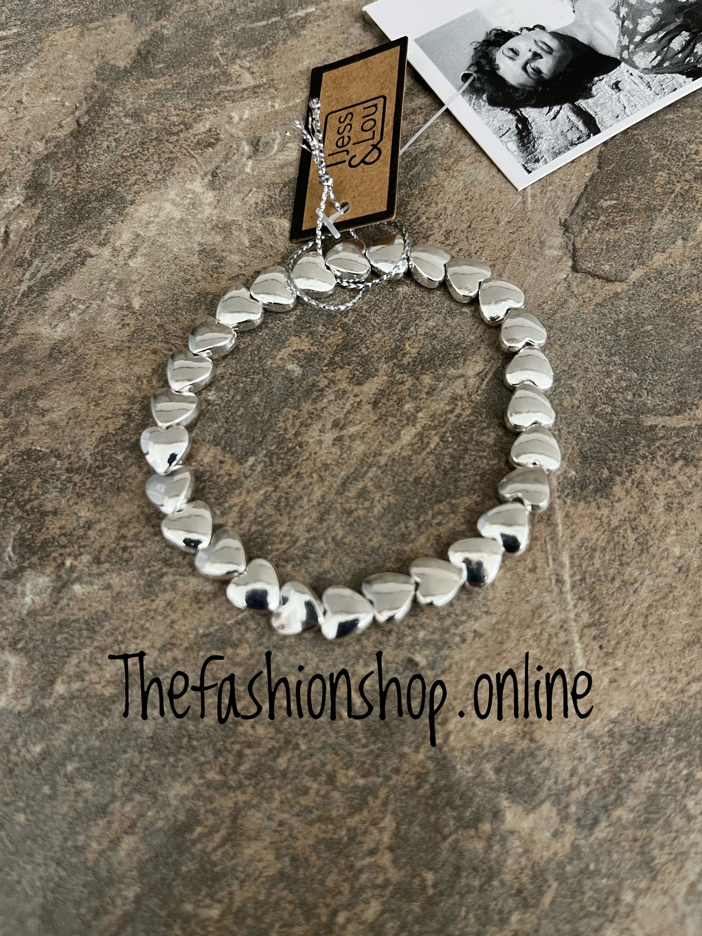 Jess & Lou silver stretch heart bracelet