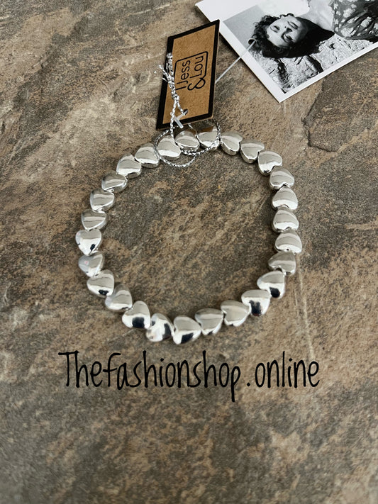 Jess & Lou silver stretch heart bracelet