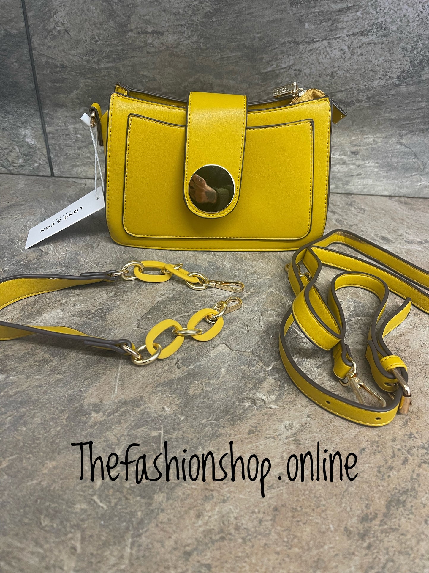 Mustard small disc bag with two straps