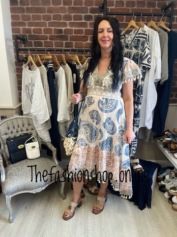 Olivia lace lined paisley dress 10-14