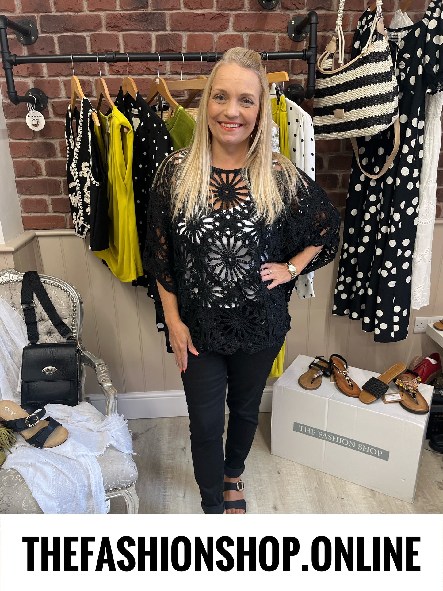 Rosalyn black crochet sequin top 12-20