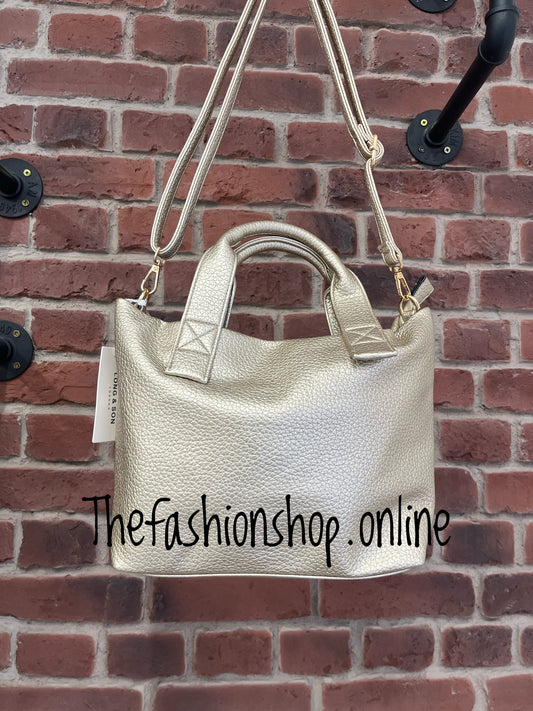 Gold faux leather tote bag