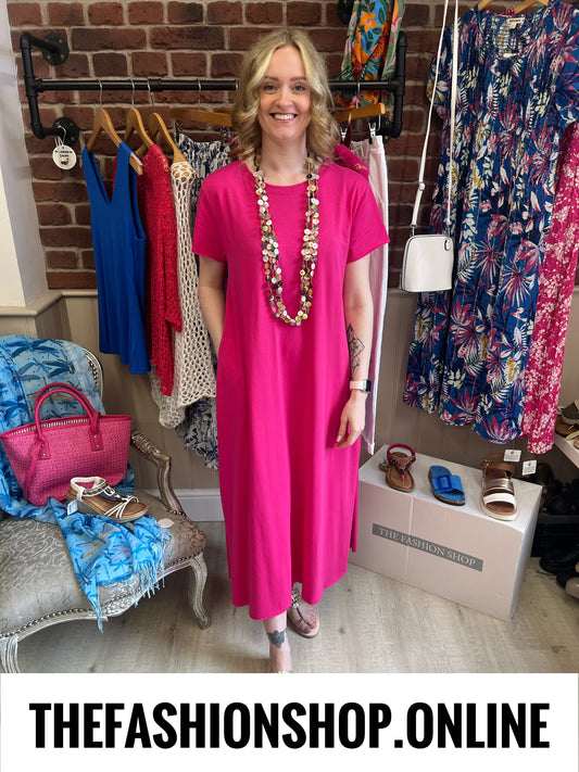 Julieta hot pink dress with side splits 10-16