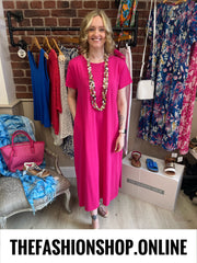Julieta hot pink dress with side splits 10-16