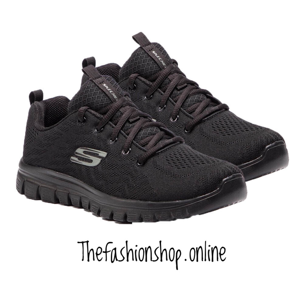 Skechers Black Wide Fit Graceful Get Connected Trainers sizes 4-8